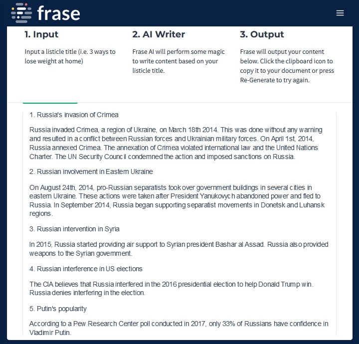 Frase.io writes an essay, the second try