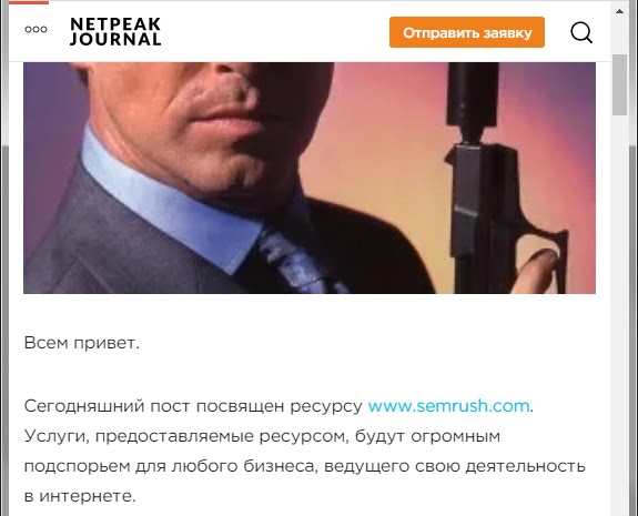Screenshot of Netpeak's blog post